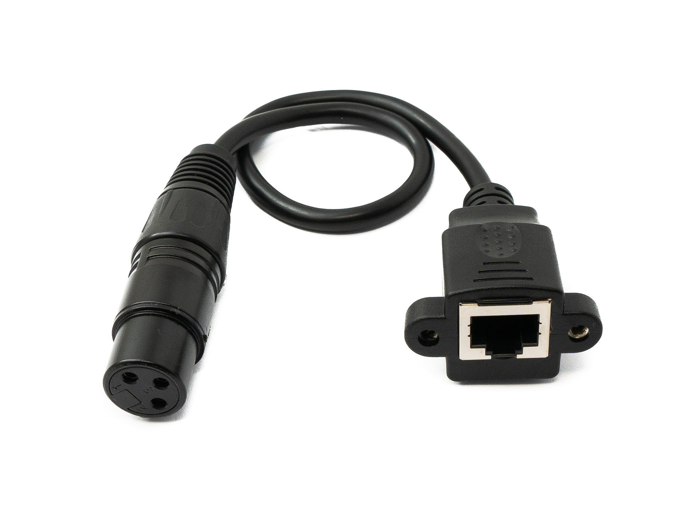 SYSTEM-S LAN cable 30 cm RJ45 socket to XLR 3 pin socket screw adapter in black