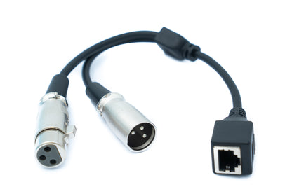 SYSTEM-S XLR Y Kabel 30 cm 2x 3 polig Buchse zu RJ45 Buchse Adapter in Schwarz