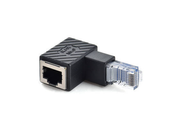 SYSTEM-S LAN Adapter RJ45 Stecker zu Buchse Winkel Ethernetadapter Kabel in Schwarz