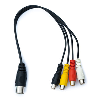 SYSTEM-S Cable Cinch 4 RCA Conector hembra de 30 cm a conector DIN de 5 pines adaptador estéreo negro