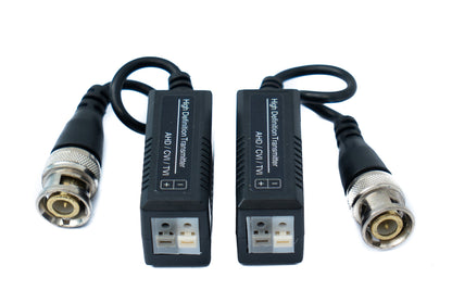 SYSTEM-S 2x Twisted Pair Kabel 10 cm Push Terminal zu BNC Stecker für HD Kameras Schwarz