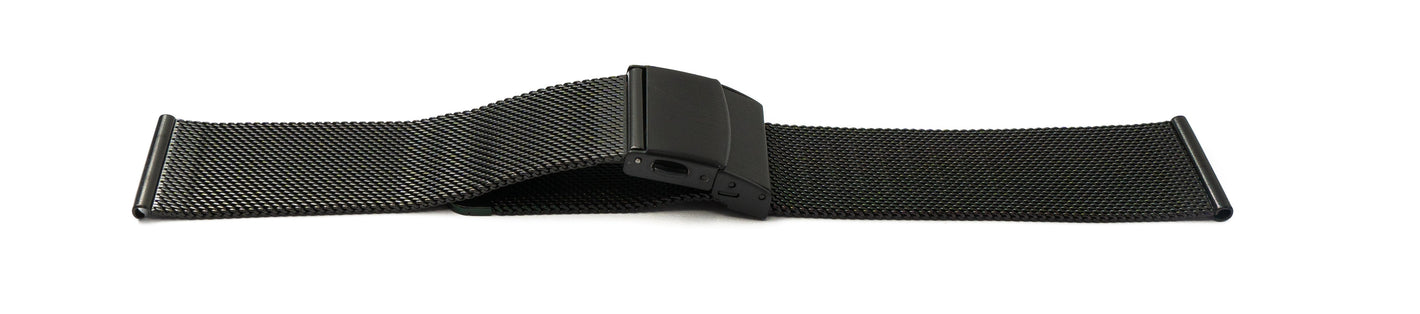 Pulsera metálica milanesa SYSTEM-S para Smartwatch Fitbit Versa 4 3 2 Sense en color negro