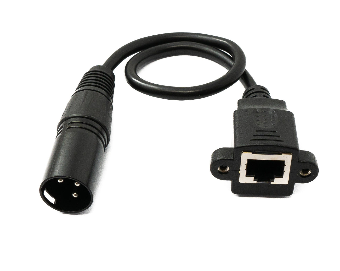 Cavo LAN da 30 cm, presa RJ45 su adattatore a vite XLR a 3 pin in nero