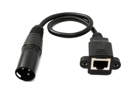 SYSTEM-S LAN cable 30 cm RJ45 socket to XLR 3 pin plug screw adapter in black