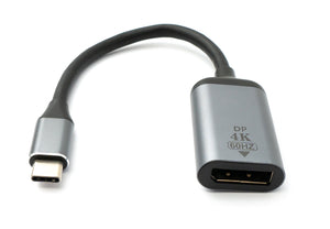 SYSTEM-S DisplayPort Kabel 19 cm DP Buchse zu USB 3.1 Typ C Stecker 4K Adapter in Grau