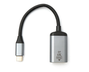 SYSTEM-S DisplayPort Kabel 19 cm DP Buchse zu USB 3.1 Typ C Stecker 4K Adapter in Grau