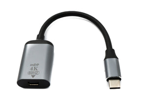 Câble SYSTEM-S DisplayPort 19 cm Mini DP Femelle vers USB 3.1 Type C Mâle Adaptateur 4K Gris