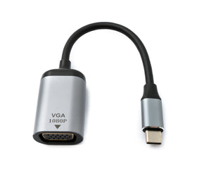 Cable VGA SYSTEM-S de 19 cm hembra a adaptador USB 3.1 Tipo C macho en color gris