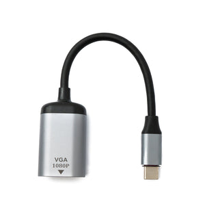 Cable VGA SYSTEM-S de 19 cm hembra a adaptador USB 3.1 Tipo C macho en color gris