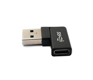 SYSTEM-S USB 3.1 adapter type C female to 3.0 type A male angle cable in black