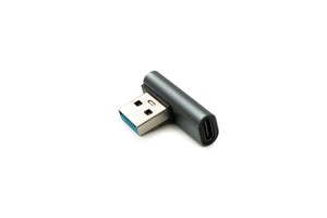 Adaptateur SYSTEM-S USB 3.1 type C femelle vers câble coudé 3.0 type A mâle en gris