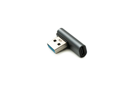 Adaptador USB 3.1 SYSTEM-S tipo C hembra a cable angular 3.0 tipo A macho en color gris