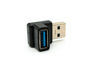 USB 3.0 adapter type A male to female angle cable in black