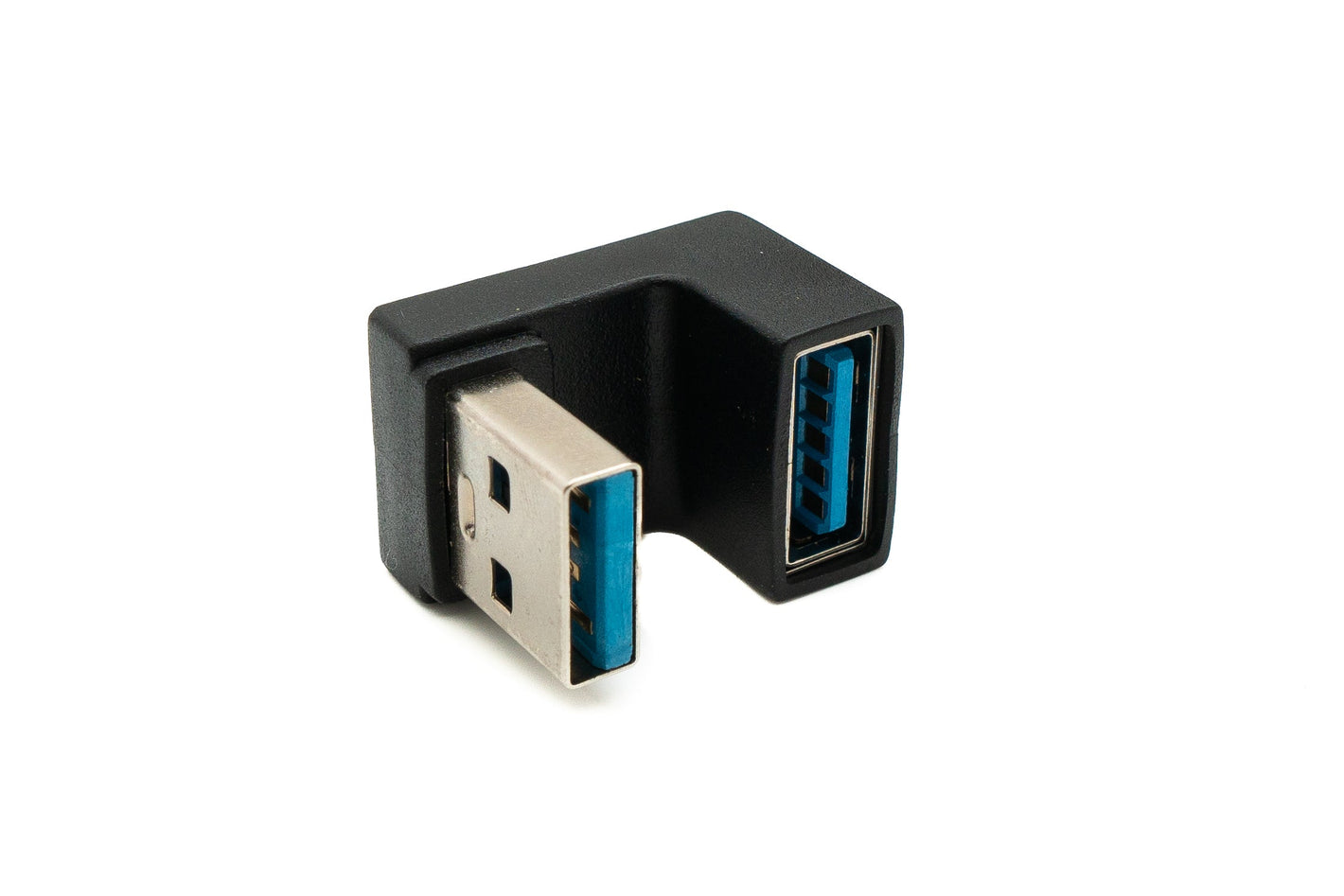 Adaptador USB 3.0 SYSTEM-S tipo A macho a hembra Cable giro en U ángulo 180° en color negro