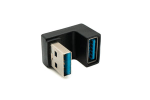 SYSTEM-S USB 3.0 Adapter Typ A Stecker zu Buchse U Turn 180° Winkel Kabel in Schwarz