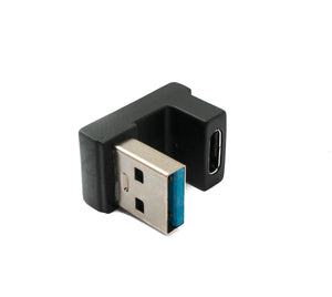 SYSTEM-S USB 3.1 adapter type C female to 3.0 type A male U turn 180° angle cable