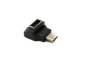 SYSTEM-S USB 3.1 adapter type E female to type C male adapter angle in black