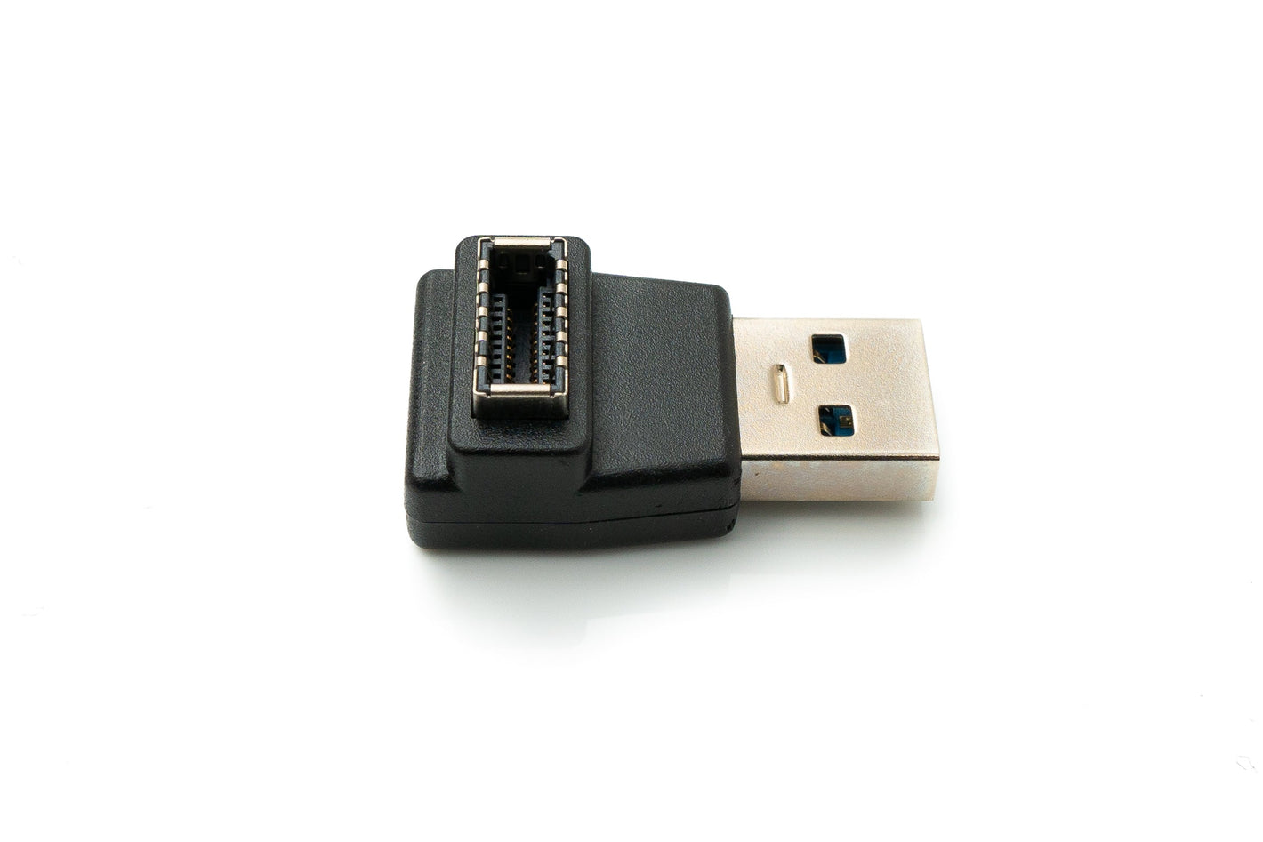 Adaptateur SYSTEM-S USB 3.1 type E femelle vers adaptateur 3.0 type A mâle angle en noir