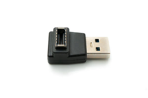 USB 3.1 adapter type E female to 3.0 type A male adapter angle in black