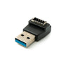 Adattatore USB 3.1 tipo E femmina a adattatore 3.0 tipo A maschio ad angolo in nero
