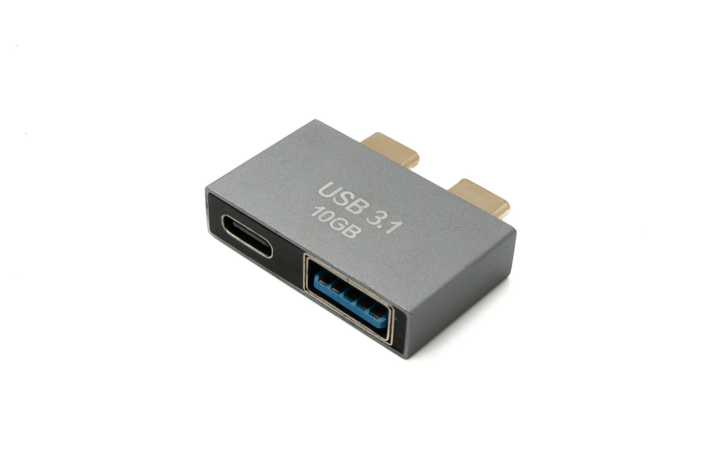 Adaptador doble SYSTEM-S USB 3.1 Gen 2 2x Tipo C macho a hembra y 3.0 Tipo A hembra OTG