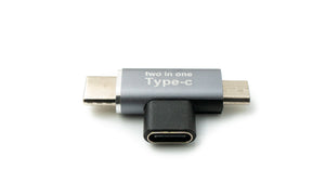 SYSTEM-S USB 3.1 Y Adapter Typ C Buchse zu Stecker & 2.0 Micro B Stecker Winkel Kabel