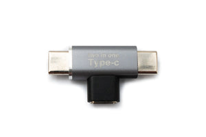 SYSTEM-S USB 3.1 Y Adapter Typ C Buchse zu 2x Stecker Winkel Kabel in Grau