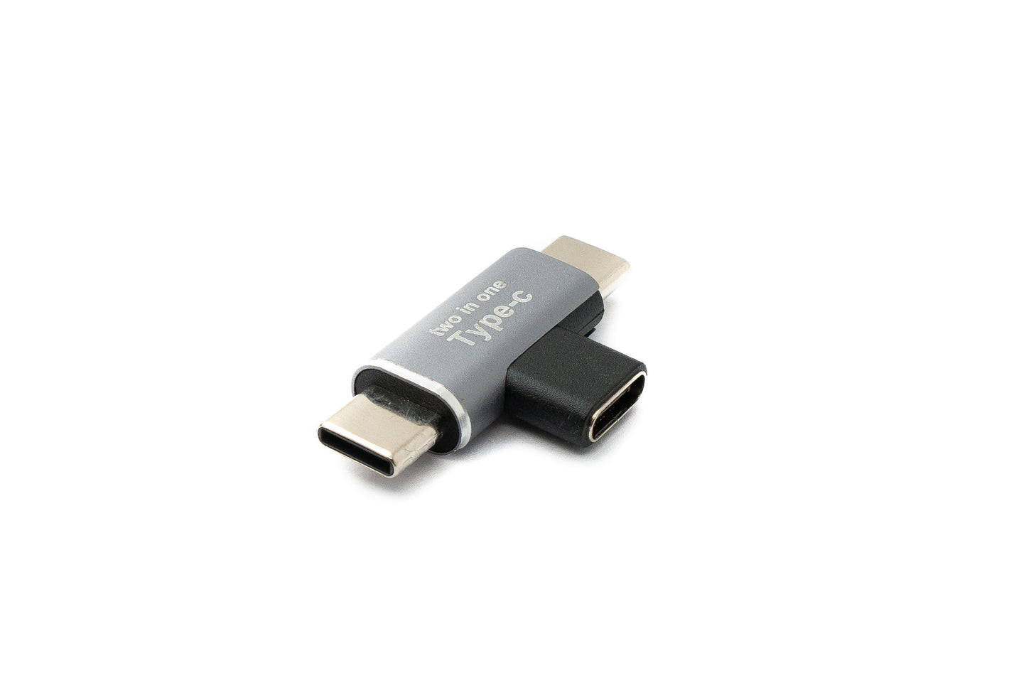 SYSTEM-S USB 3.1 Y Adapter Typ C Buchse zu 2x Stecker Winkel Kabel in Grau