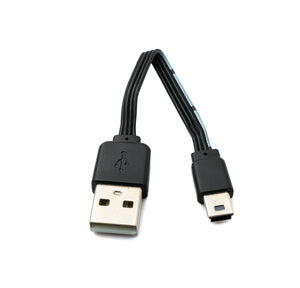 Câble SYSTEM-S USB 2.0 13 cm adaptateur mini B mâle vers type A mâle court plat noir