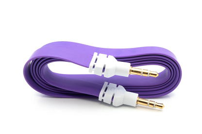 SYSTEM-S Audio Cable 100 cm Stereo AUX Jack 3.5 mm Male to Male Flat in Purple