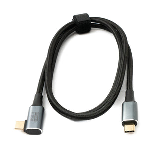 SYSTEM-S USB4 Kabel 100 cm Typ C Stecker zu Stecker 40 Gbit/s USB 4.0 geflochten Winkel