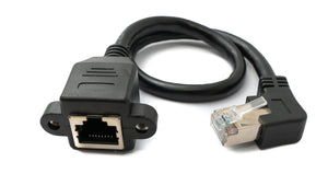Cable LAN 30cm 8P8C Macho a Hembra Adaptador de Tornillo en Ángulo en Negro