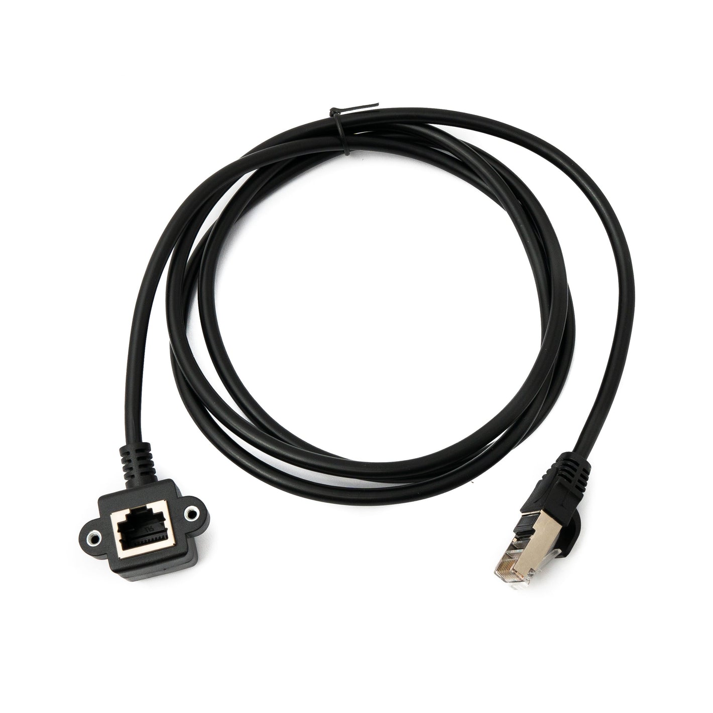 SYSTEM-S LAN Kabel 150 cm 8P8C Buchse zu RJ45 Stecker Winkel Schraube in Schwarz