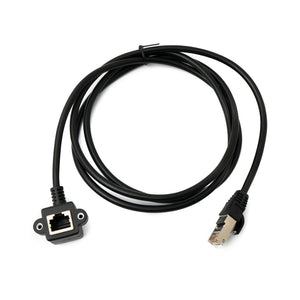 Câble LAN SYSTEM-S 150 cm Prise 8P8C vers fiche RJ45 adaptateur à vis coudé en noir