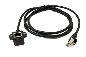 Câble LAN SYSTEM-S 150 cm Prise 8P8C vers fiche RJ45 adaptateur à vis coudé en noir