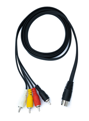 SYSTEM-S Cable Cinch 4 RCA conector de 150 cm a conector DIN de 5 pines adaptador estéreo negro