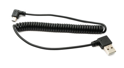 SYSTEM-S USB 2.0 Kabel 100 cm Typ A Stecker zu Mini B Stecker Spirale Winkel in Schwarz