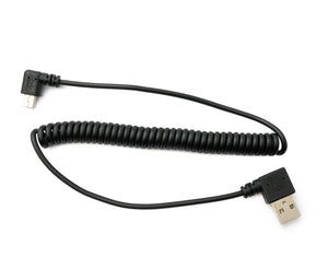 SYSTEM-S USB 2.0 cable 100 cm type A plug to mini B plug spiral angle in black