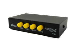 SYSTEM-S USB 2.0 Switch 4x Typ B Buchse zu A Buchse Hub Schalter Adapter in Schwarz