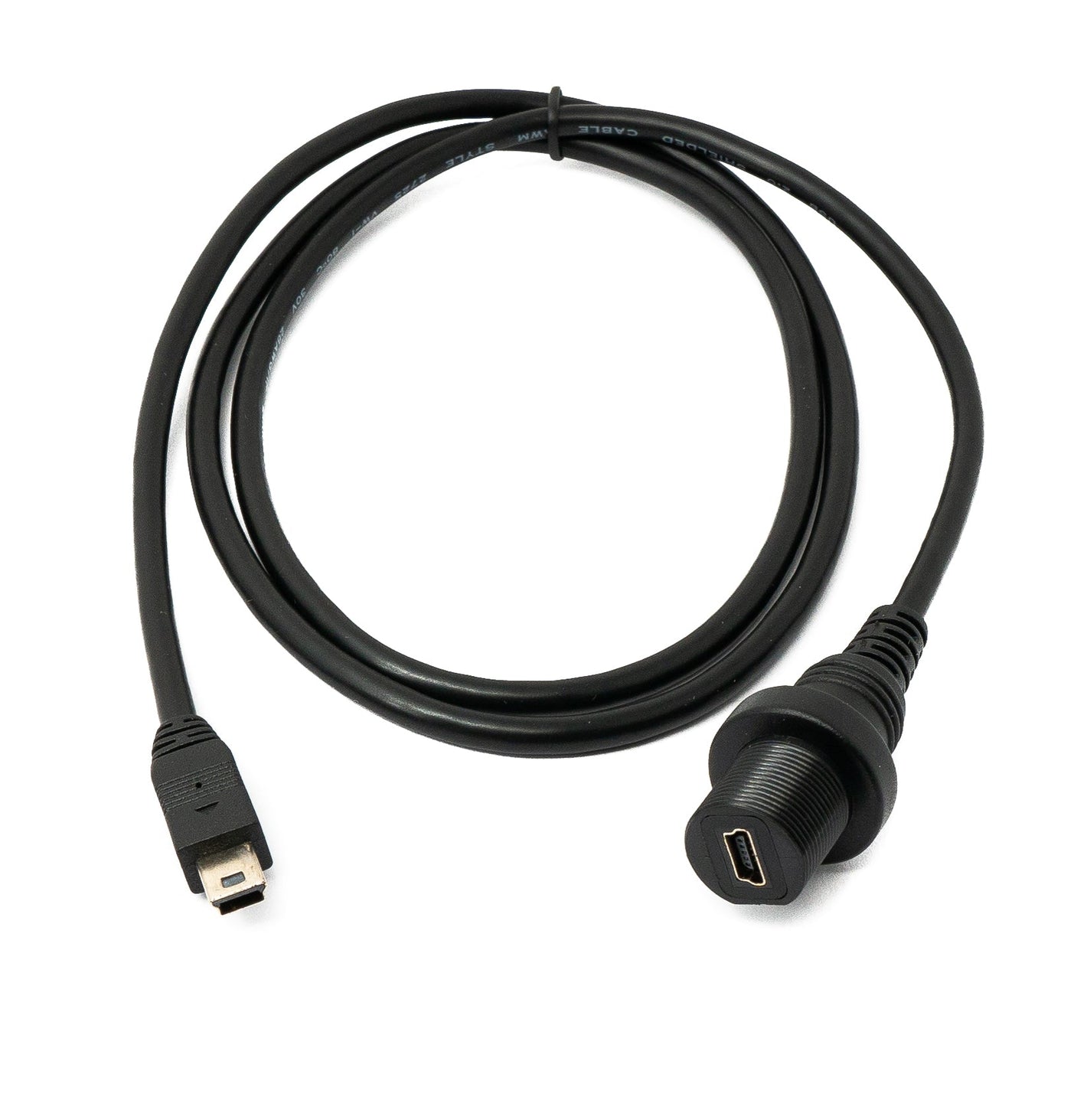 SYSTEM-S USB 2.0 Kabel 100 cm Mini B Stecker zu Buchse Bulkhead Wasserfest in Schwarz