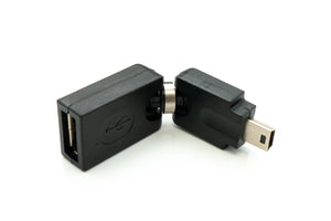 Adaptateur SYSTEM-S USB 2.0 mini B mâle vers type A femelle câble angle 360° en noir