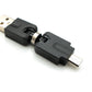 Adaptateur SYSTEM-S USB 2.0 Micro B mâle vers Type A femelle câble angle 360° en noir
