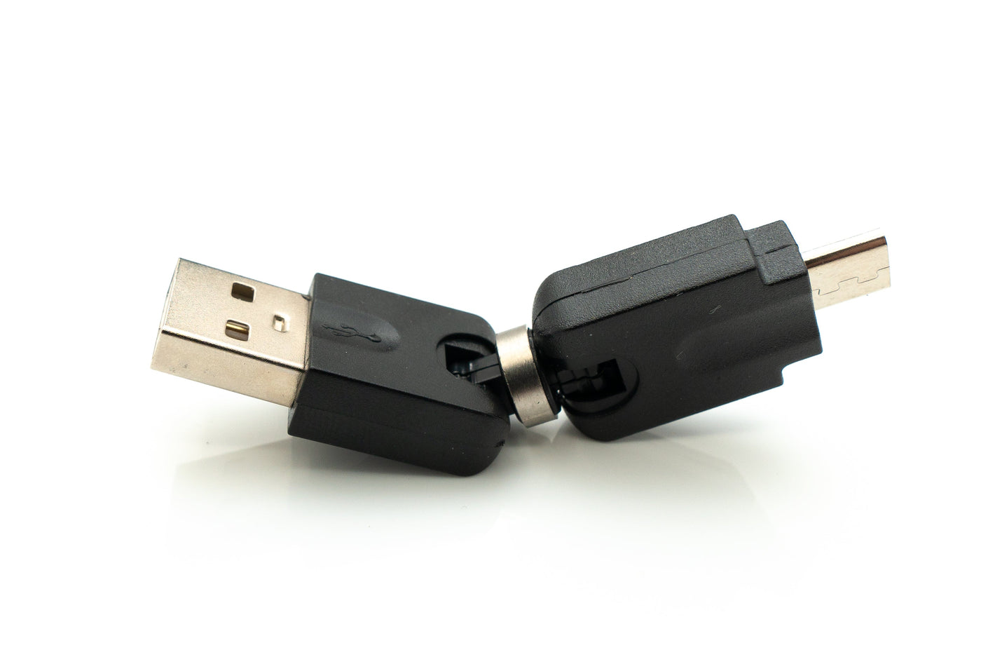 SYSTEM-S USB 2.0 Adapter Micro B Stecker zu Typ A Buchse 360° Winkel Kabel in Schwarz