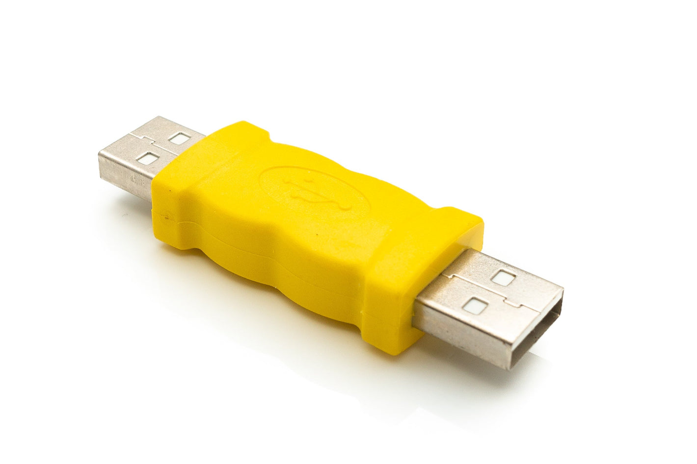 Adaptador USB 2.0 SYSTEM-S tipo A cable macho a macho en color amarillo