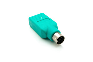 Adaptateur SYSTEM-S USB 2.0 type A femelle vers câble PS/2 mâle PS2 en turquoise