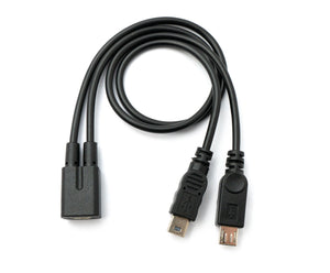 SYSTEM-S USB 2.0 Y Kabel 30 cm Mini B Buchse zu Stecker + Micro B Stecker Adapter Schwarz