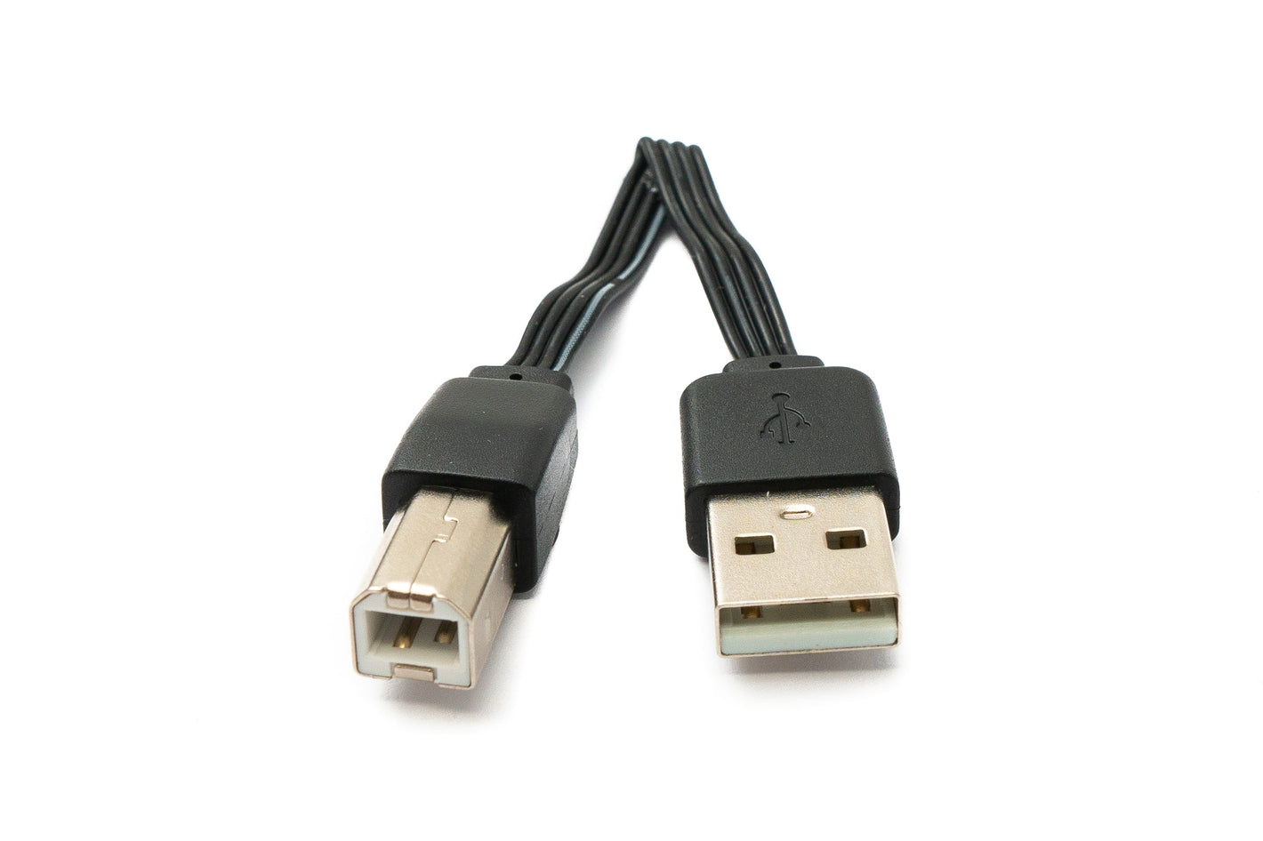 SYSTEM-S USB 2.0 Kabel 13 cm Typ B Stecker zu Typ A Stecker Adapter kurz flach in Schwarz