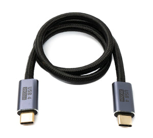 SYSTEM-S USB4 Kabel 50 cm Typ C Stecker zu Stecker 20 Gbit/s USB 4.0 geflochten Schwarz