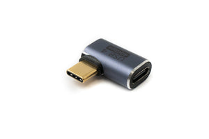 SYSTEM-S USB4 Adapter Typ C Stecker zu Buchse 40 Gbit/s Winkel USB 4.0 Kabel in Grau