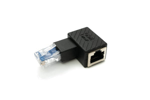 Adaptador LAN SYSTEM-S Cable adaptador Ethernet RJ45 macho a hembra en ángulo en color negro